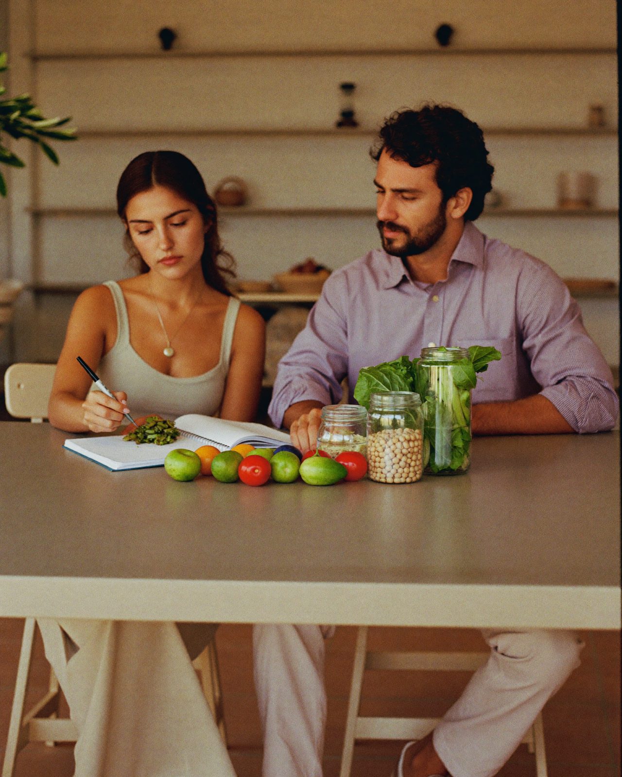 Nutricionista planificando menús semanales con una pareja